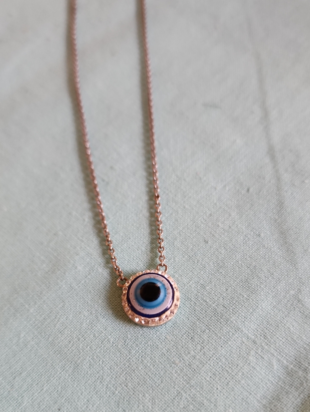 Silver Evil Eye Necklace with Blue Enamel Pendant